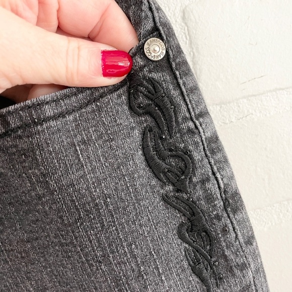Vintage Y2K COS Jeans Black Embroidered Sparkly Fairy Whimsigoth Denim Cotton 34 - Picture 8 of 15